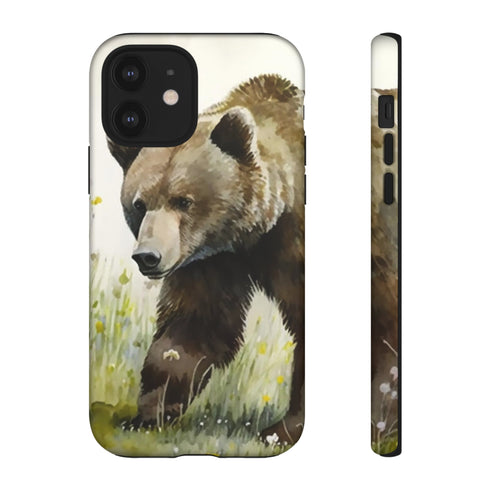 Grizzly Bear in a Field - Impact Resistant Phone Case iPhone 12 Matte